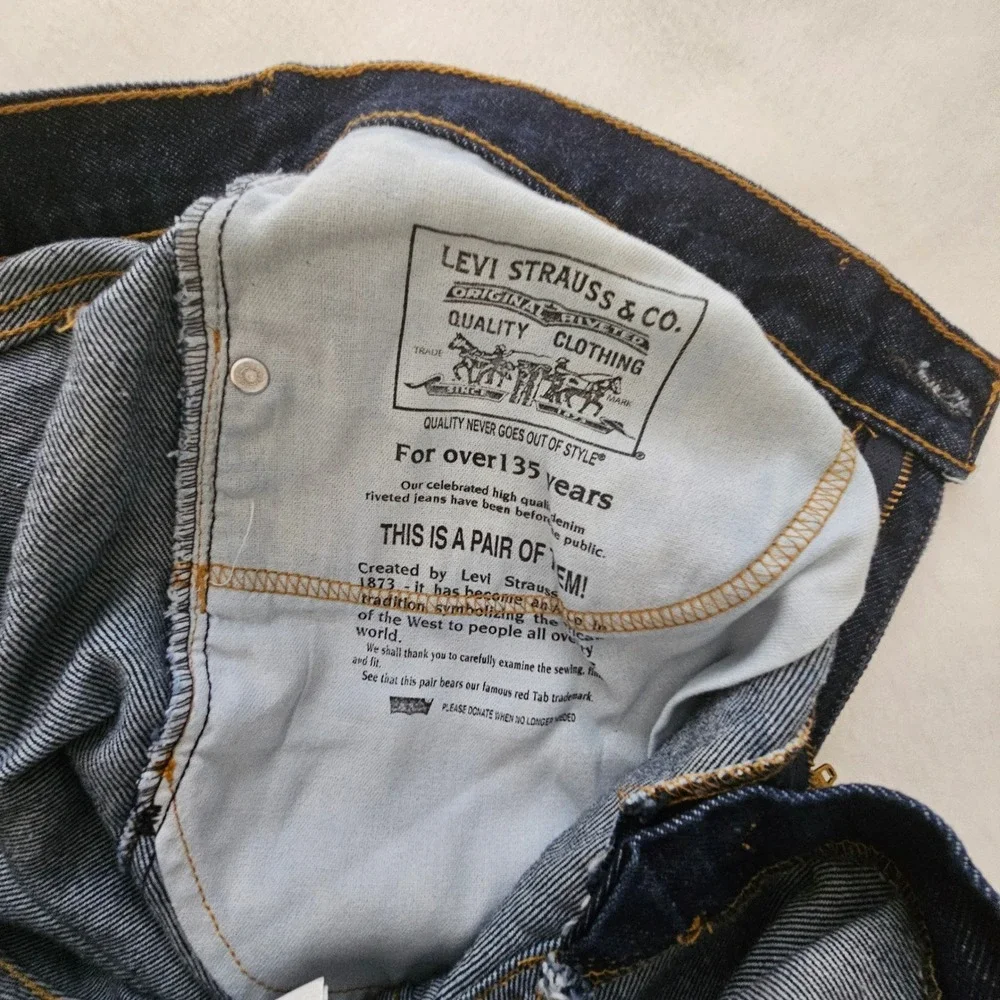 Levis‎ 505 Regular Fit Straight Leg Dark Wash Denim Blue Jeans Mens 34x32 nwot